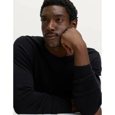 Marks & Spencer Пуловер от чист памук с V-образно деколте Marks & Spencer черен Marks & Spencer | Cheren | МЪЖЕ | S REG