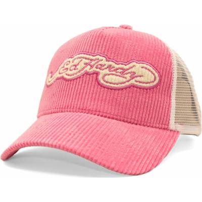 Ed Hardy Embroidery Applique Cord 5 Panel Trucker Cap Hot Pink