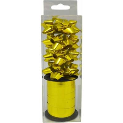 Sparkys Súprava darčekových mašlí, metalická zlatá, 2 ks (šírka 6 mm)