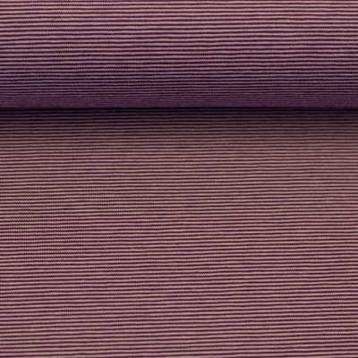 Bavlněný úplet - jemné proužky bordeaux/starorůžová