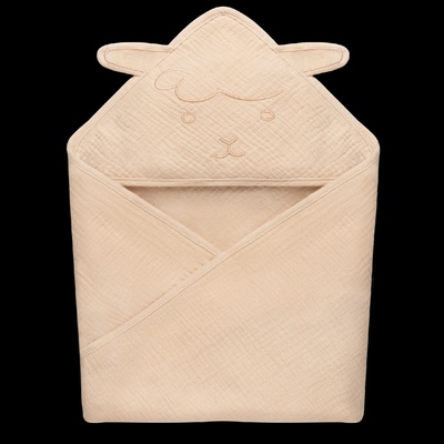 Lionelo Dětská osuška s kapucí MUSLIN HOODED TOWEL Beige Cappuccino LN0280
