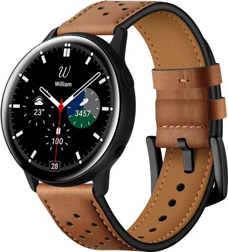 Tech-Protect Кожена каишка за Samsung Galaxy Watch 4/5/5 Pro/6/7/FE от Tech-Protect Leather - Кафява (9589046917257)