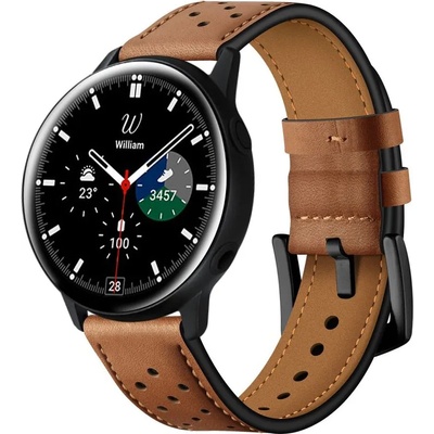 Tech-Protect Кожена каишка за смарт часовник Samsung Galaxy Watch 4/5/5Pro/6/7/FE от Tech-Protect Leather - кафява (9589046917257)