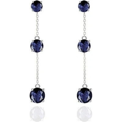 Beneto Exclusive elegantné strieborné náušnice so zafírmi SAFAGUP2718