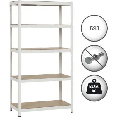 Carmen Метален стелаж Carmen CR-1016 - 180х90х45 см, до 250 кг на рафт - бял (3580556)
