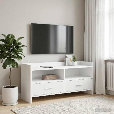 vidaXL ТВ шкаф 100 x 33 x 47 см Бяло Инженерна дървесина (8011155)