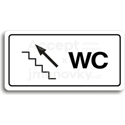 ACCEPT Piktogram WC VLEVO NAHORU - bílá tabulka - černý tisk