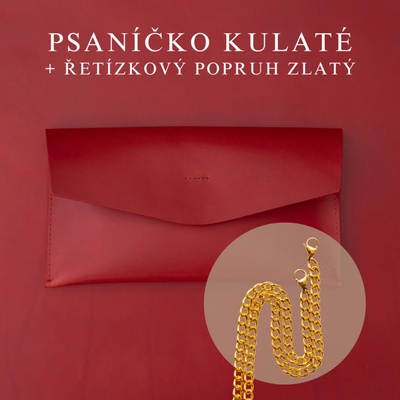 Wood Style psaníčko Kulaté Červené Řetízkový zlatý