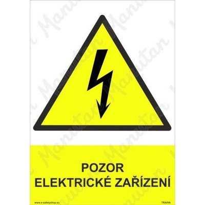 Manutan Pozor elektrické zařízení, samolepka 105 x 148 x 0,1 mm A6
