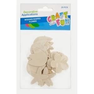 Craft with fun Decoration dek wooden natural flowers 20el