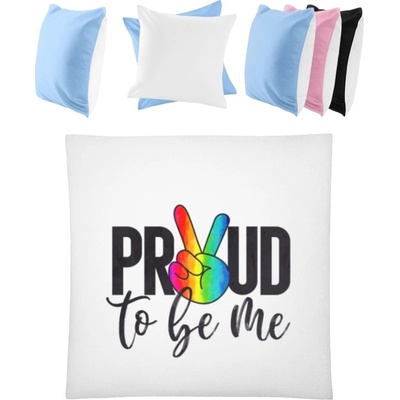 Darčeky PrintEQ LGBTI Vankúš s Nápisom Proud to be me Biela Nebeská modrá 40x40