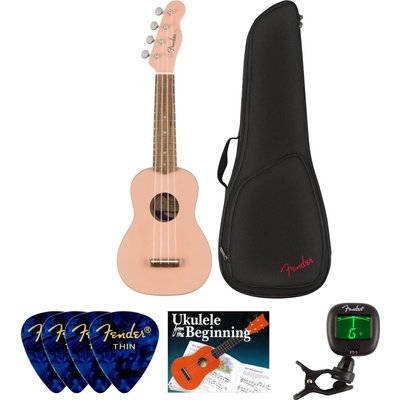 Fender Venice Soprano Ukulele WN Shell Pink SET Сопрано укулеле Shell Pink