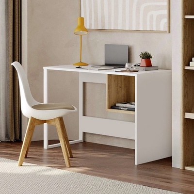 TopMebel Бюро - метал Cubo от меламин в бял - сапфирен дъб цвят 110x50x75см