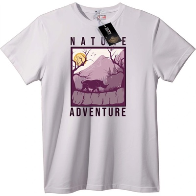 NOONEBRAND Тениска Природно Приключение с Мечка - 2XL, White