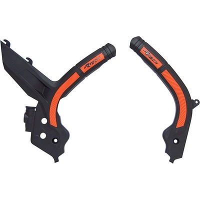 RACETECH (RTECH) kompletní kryty rámu BI-MATERIAL SUPER GRIP KTM SX 125/150/250 19-21, SXF 250/350/450 19-21, SXF 450 18-21, EXC/EXCF 150/250/350/450 20-21 barva černá oranžová (R-PRTKTMNRAR2)