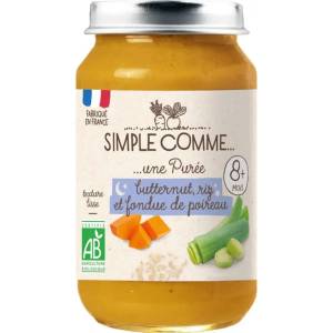 Simple Comme Био зеленчуково пюре Simple Comme Лека нощ - С тиква, ориз и праз лук, 8 м+, 200 g (3288131900681) - ozone
