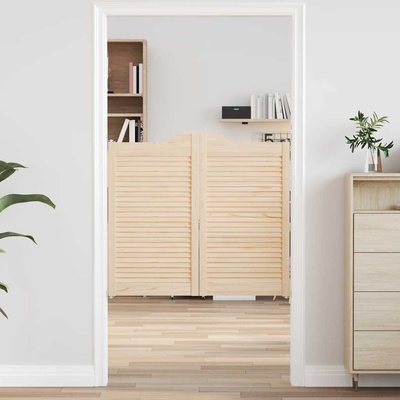 vidaXL Люлеещи се врати Louvred Design 1-Pair масивна дървесина бор (4107132)