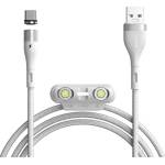 Baseus Кабел с магнитни конектори за Apple продукти с Lightning, microUSB и USB-C (100 см) - Baseus Zinc Magnetic Safe Fast Charging Data Cable (CA1T3-B02) (бял) (CA1T3-B02)