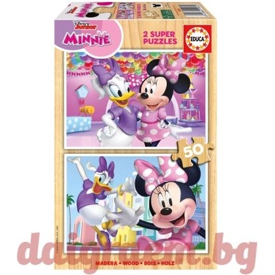 Educa Дървен пъзел educa 19962 - 2 х 50 части - Мини Маус (edu19962)