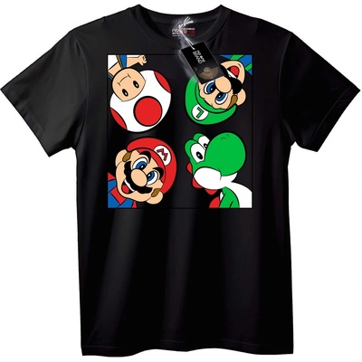 NOONEBRAND Тениска с персонажи от Super Mario - 2XL, Black