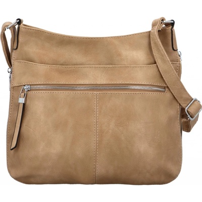 Stylová dámská koženková crossbody kabelka Folomija tmavě béžová