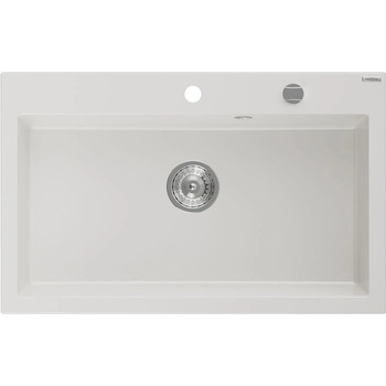 Mexen Elix гранитна мивка с една камера 800 x 500 мм, бяла, сифон хром - 6527801005-20 (6527801005-20)