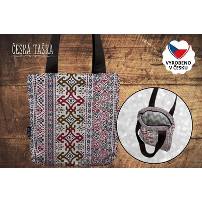 ČESKÁ TAŠKA Taškokabelka BOHEMIA L ručně šitá česká taška se zigzag podšívkou a zipem 38×38 cm