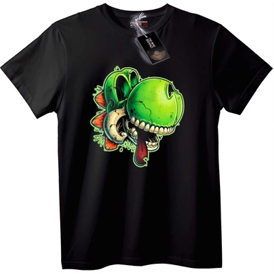 NOONEBRAND Тениска Зелен череп - 2XL, Black