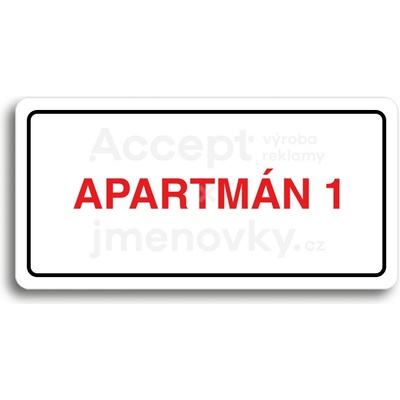 ACCEPT Piktogram APARTMÁN 1 - bílá tabulka - barevný tisk