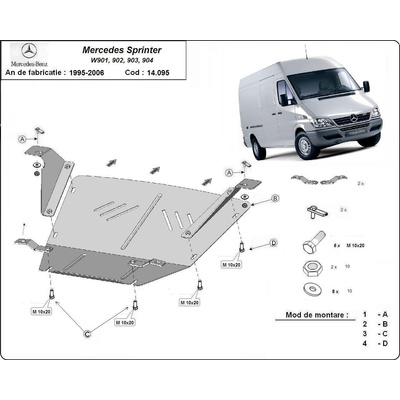 Scut Motor - Румъния Метална кора под двигател mercedes sprinter от 1995 до 2006 (73703)