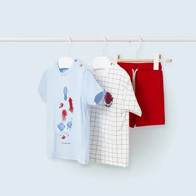 Mayoral Сет от 3 части с риби за бебе момче Майорал в червено