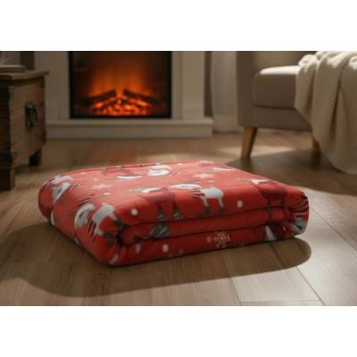 BBK vánoční deka z mikrovlákna Festive Vibes červená 130x170