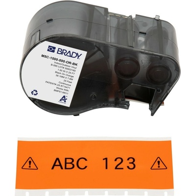 Brady M5C-1500-595-OR-BK / 170942, 38.10 mm x 7.62 m, Vinyl, čierna tlač / oranžový podklad