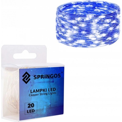 SPRINGOS LED reťaz Nano 2 m 20 LED 2x AA modrá