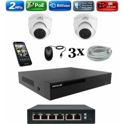Amiko IP 2 kamerový set so switchom 2Mpix Dome 1200K2V2