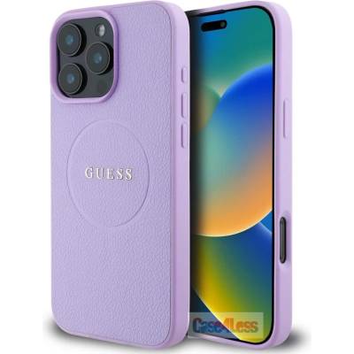 GUESS Калъф Guess PU Grained Classic Logo MagSafe - iPhone 16 Pro Max - Лилав (3666339303686)