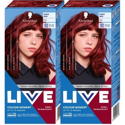 Live Barva na vlasy Deep Red 026 Sada 2 Ks