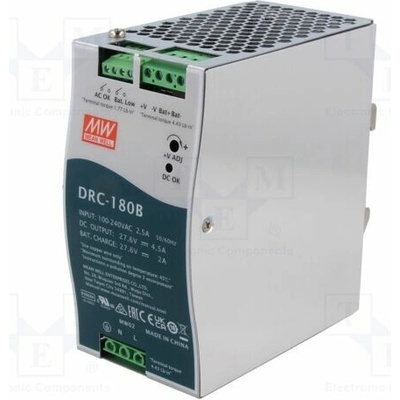 MEAN WELL DRC-180B Napájecí zdroj: spínaný; vyrovnávací,na lištu DIN; 180W; 27,6VDC
