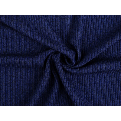 Žebrovaná šatová pletenina / svetrovina, střední, 3 (330 g/m²) modrá