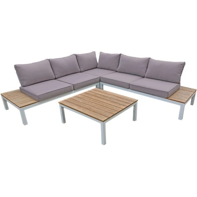 Garden Pleasure Valentina Zahradní rohová sedačka s odkládacím stolkem šedá – Zboží Mobilmania