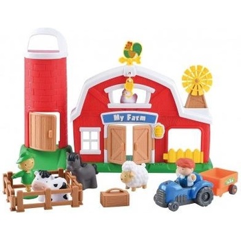 Teddies Комплект ферма със силоз за зърно с аксесоари пластмаса на батерии със звук