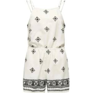 ONLY Caro Linen sleeveless romper - Beige (Cloud Dancer / Aop Black)