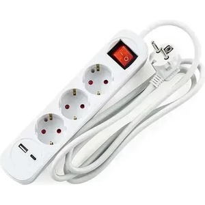 Muhler Разклонител с ключ, 3g и 2 usb a+c порта (1006182/к)