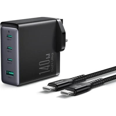 JOYROOM Адаптер Joyroom JR-TCG05UK, UK, 140W, 3x USB-C, USB-A + USB-C към USB-C кабел, 240W, 1.2m (JR-TCG05)