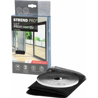 STREND PRO Sieť FlyScreen2 220x65 cm, proti hmyzu a komárom, na balkónové dvere, čierna PE, bal. 2 ks