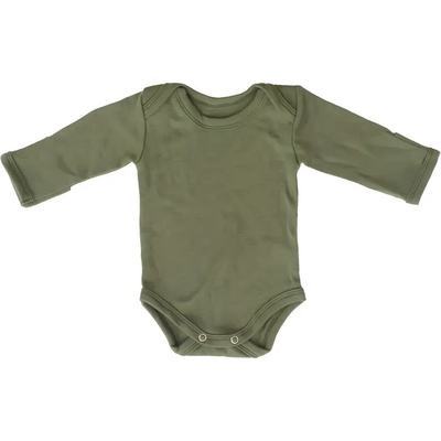 Dětské merino body s dlouhým rukávem Khaki