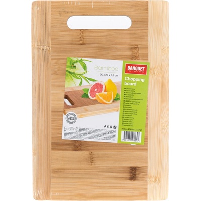 BANQUET prkénko s ručkou 30x20x1,5cm BRILLANTE bambus