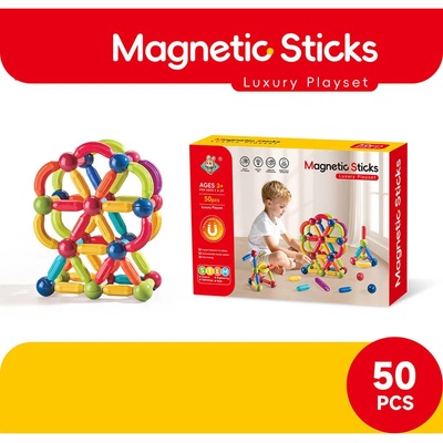 Armtoys ДЕТСКИ МАГНИТЕН КОНСТРУКТОР ПРЪЧКИ 50 ЧАСТИ