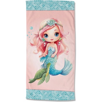 Good Morning Синя-розова детска кадифена плажна кърпа 75x150 cm Alisse - Good Morning (33000.99.80)