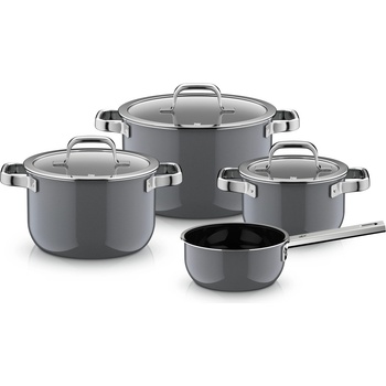 WMF Fusiontec Mineral Pro, комплект тенджери с касерола и 3 капака, сив, 7 ел (518825290)